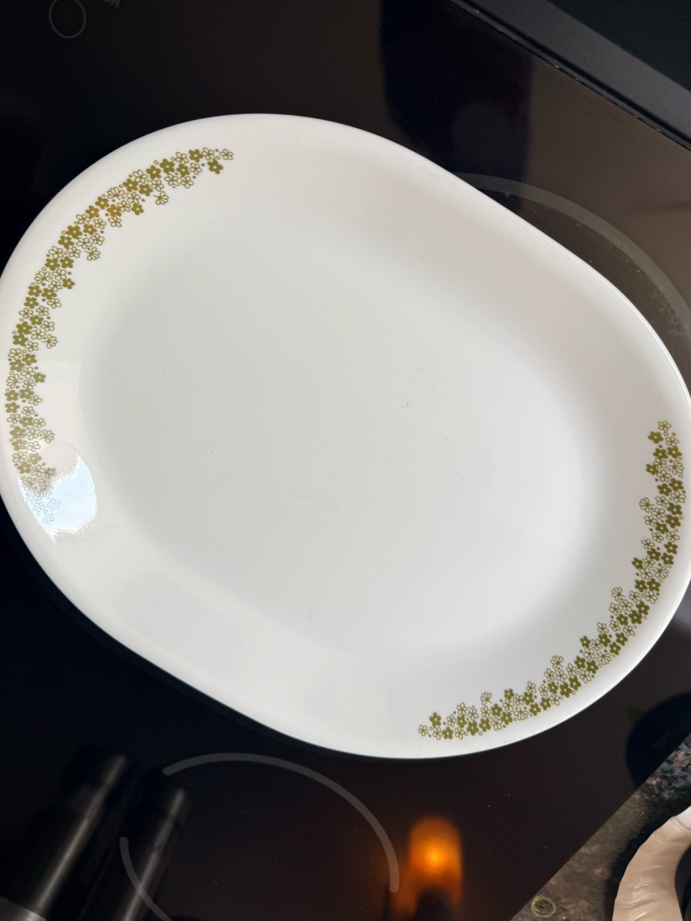 vintage Corelle Spring Blossom Green / Crazy Daisy serving platter